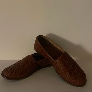 Nisolo Alejandro brown leather woven loafer flat slip on shoes